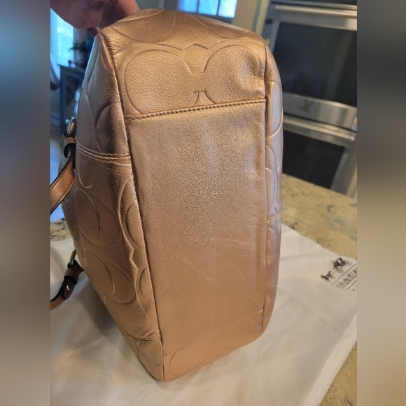 Coach gold purse good condition about 13 inches long and 7 inches tall - Picture 6 of 9